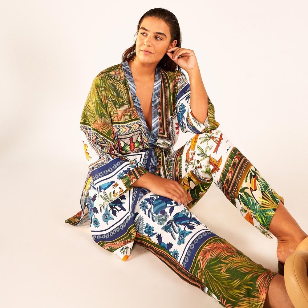 NWT FARM Rio Mixed Scarves Print Drawstring Pants
